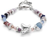 UNODE50 Sterling silver-plated beaded bracelet with multicolor handmade crystals