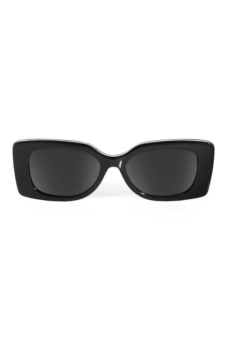 Essie Polarized Rectangle Sunglasses, Main, color, BLACK