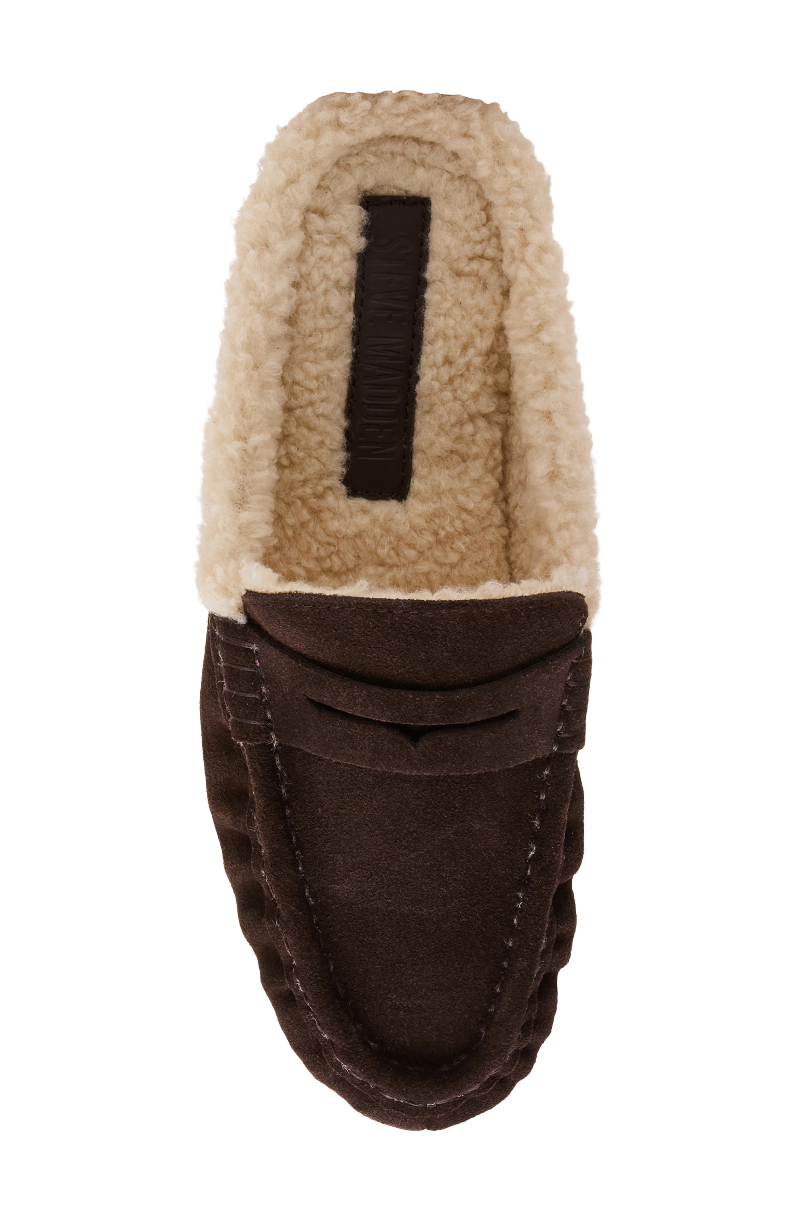 Steve Madden Rafe Faux Shearling Lined Mule, Alternate, color, Chocolate Brown Suede