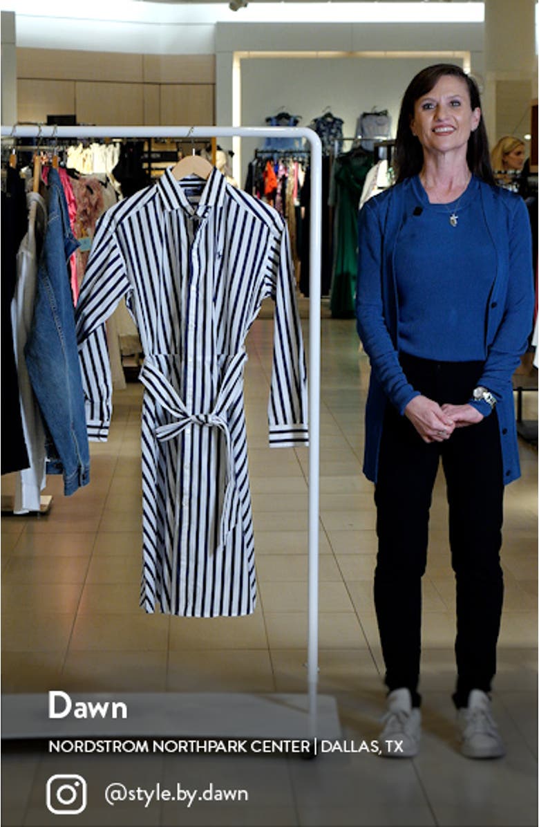 Stripe Long Sleeve Cotton Shirtdress, sales video thumbnail