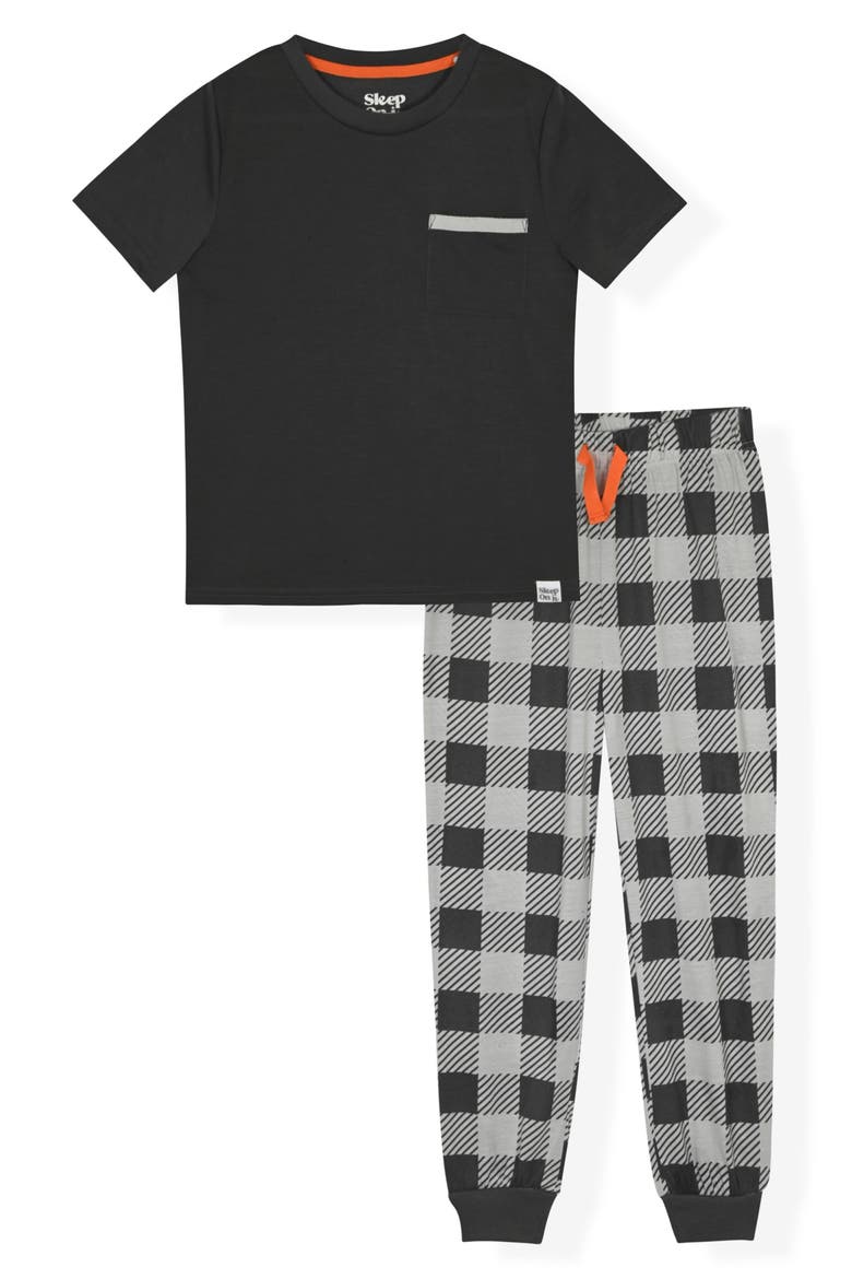 Kids' Pocket T-Shirt & Joggers Pajama Set, Main, color, CHARCOAL