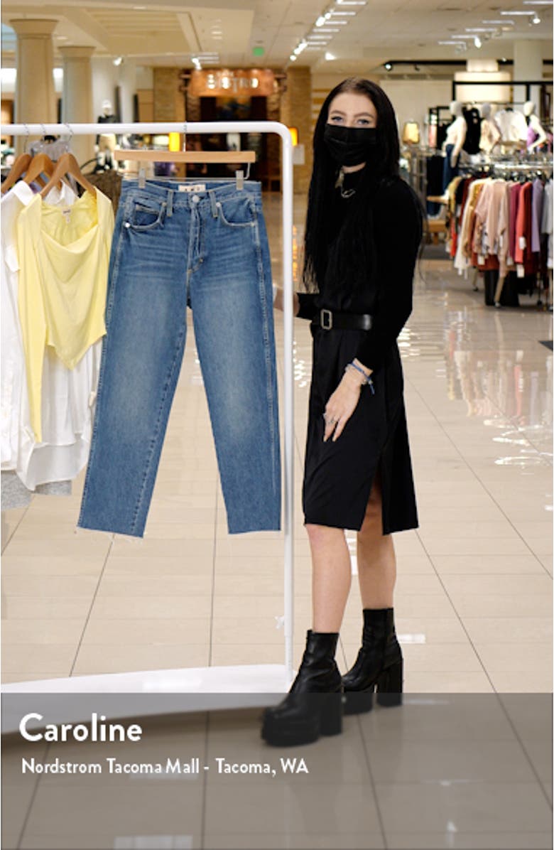 Loverboy High Waist Raw Hem Crop Straight Leg Jeans, sales video thumbnail