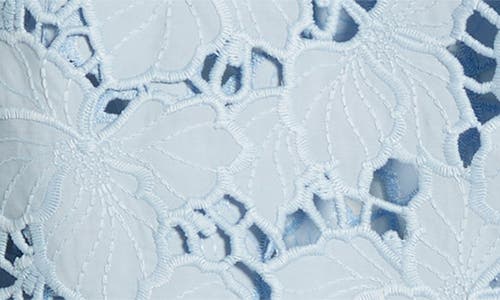 L'agence Seychelle Floral Eyelet-embroidered Cropped Shirt In Blue Fog