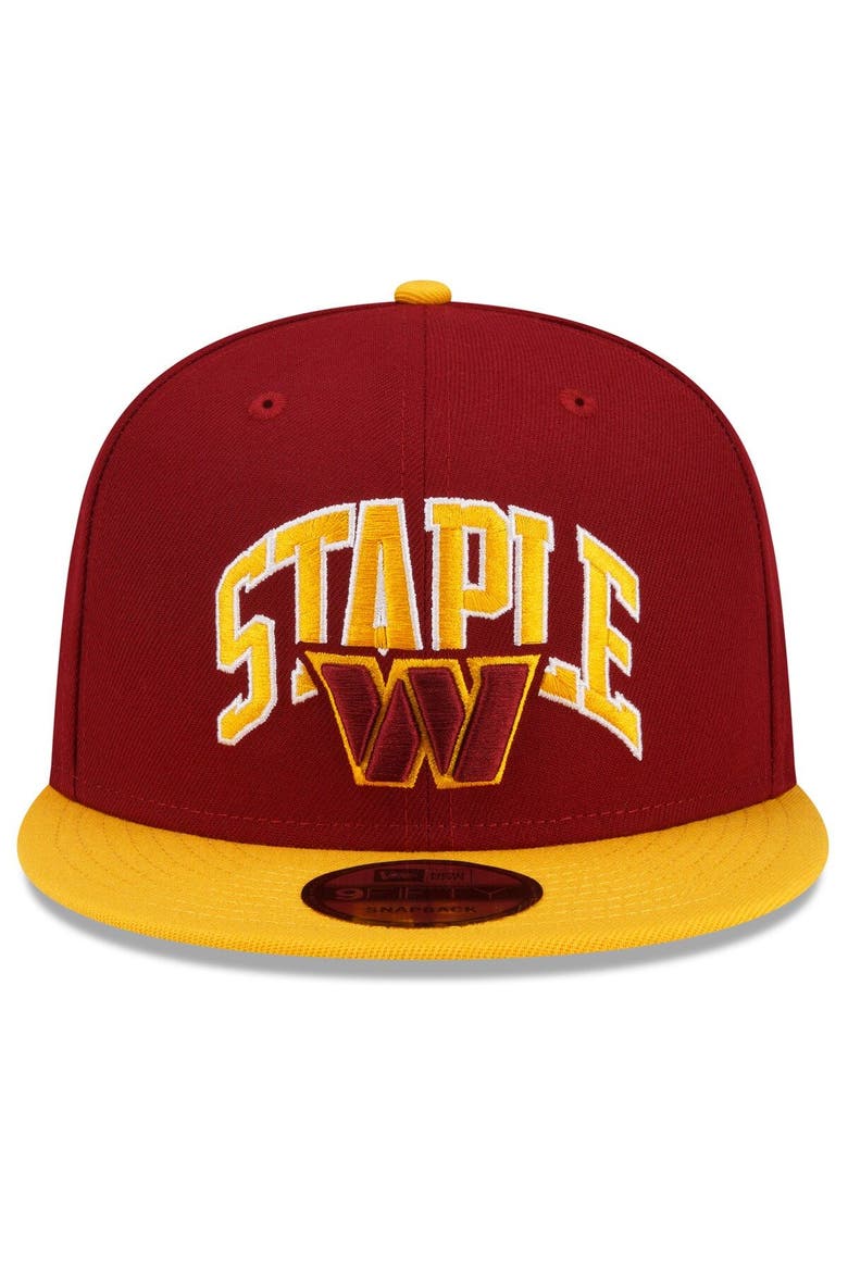 Men's New Era Burgundy/Gold Washington Commanders NFL x Staple Collection 9FIFTY Snapback Adjustable Hat, Alternate, color, Burgundy