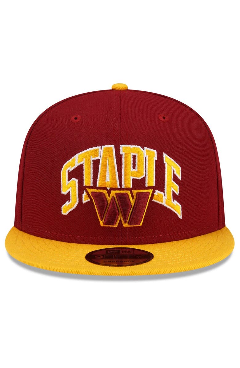 New Era x Staple Men's New Era Burgundy/Gold Washington Commanders NFL x Staple Collection 9FIFTY Snapback Adjustable Hat, Alternate, color, 