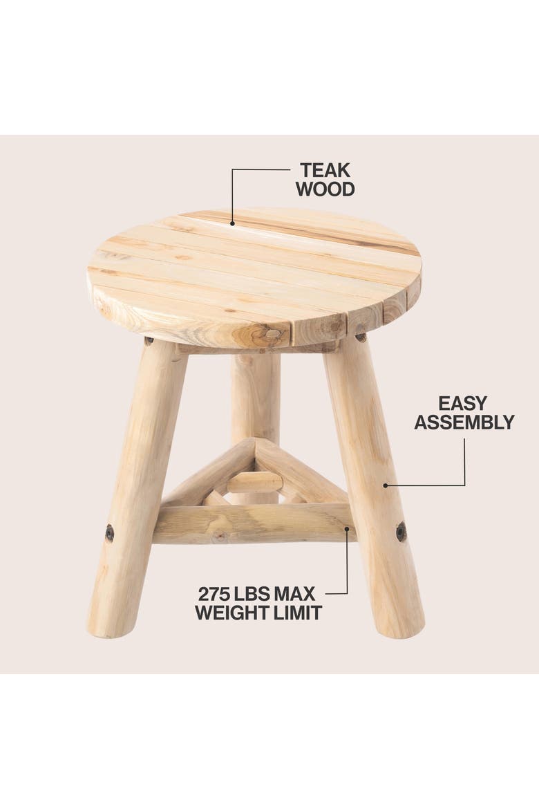 Finesse Handcrafted Rustic Solid Wood Small Round Accent Stool, Backless Step Stool or Living Room Side Table, Alternate, color, Natural Bleach Finish