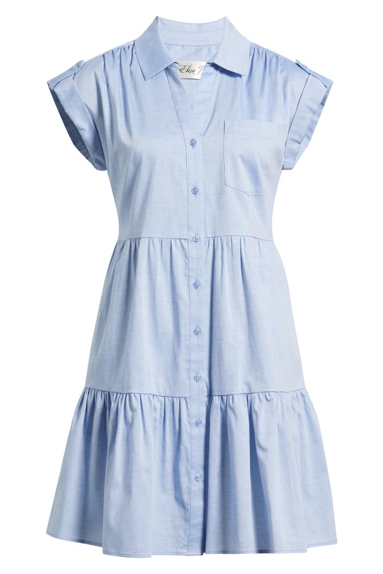 Tiered Cotton Shirtdress, Alternate, color, CHAMBRAY B