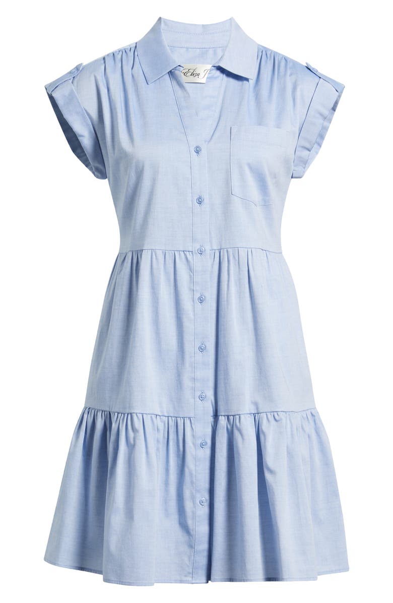 Eliza J Tiered Cotton Shirtdress, Alternate, color, Chambray B