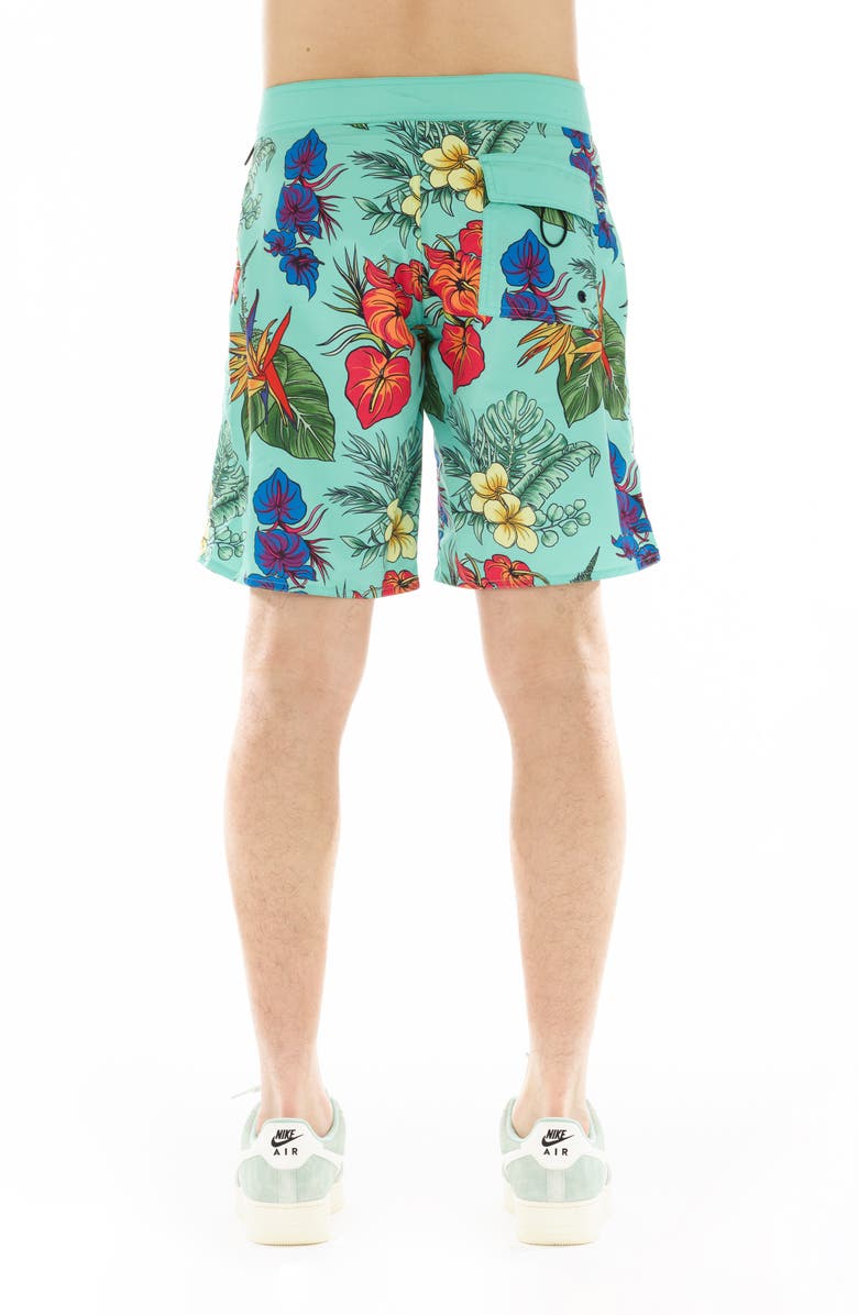 Cult of Individuality Aloha Print Swim Trunks, Alternate, color, 