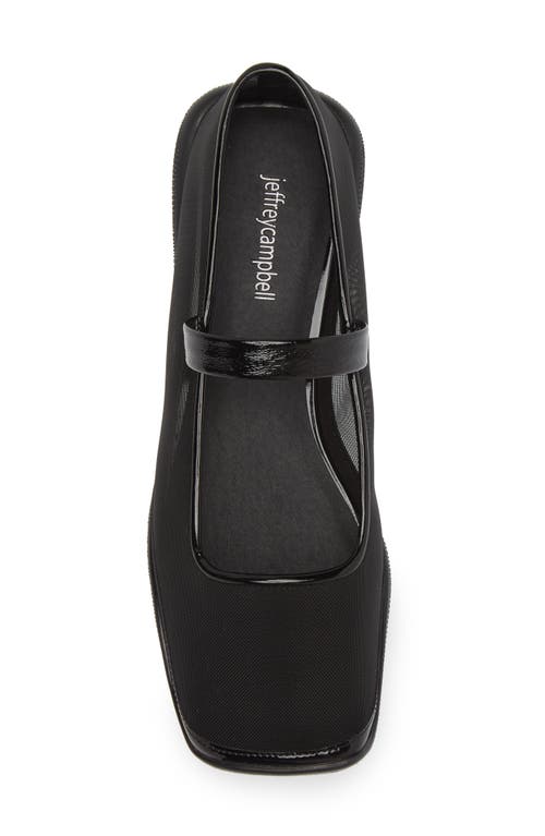 Jeffrey Campbell Coppelia Mesh Flat In Black Mesh Black Patent