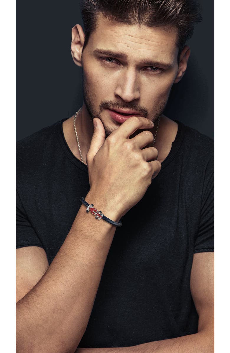 Jan Leslie Braided Sterling Silver Cuff Bracelet, Alternate, color, Black