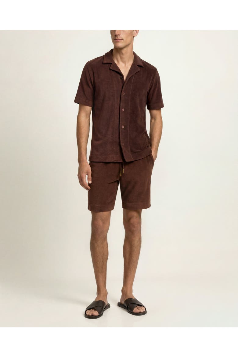 Terry Resort Relaxed Fit Cotton Towelling Polo Shirt, Main, color, CHESTNUT BROWN