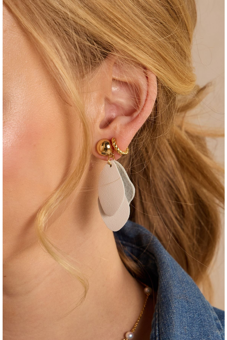 Weston Leather Earrings, Alternate, color, Cream / Silver