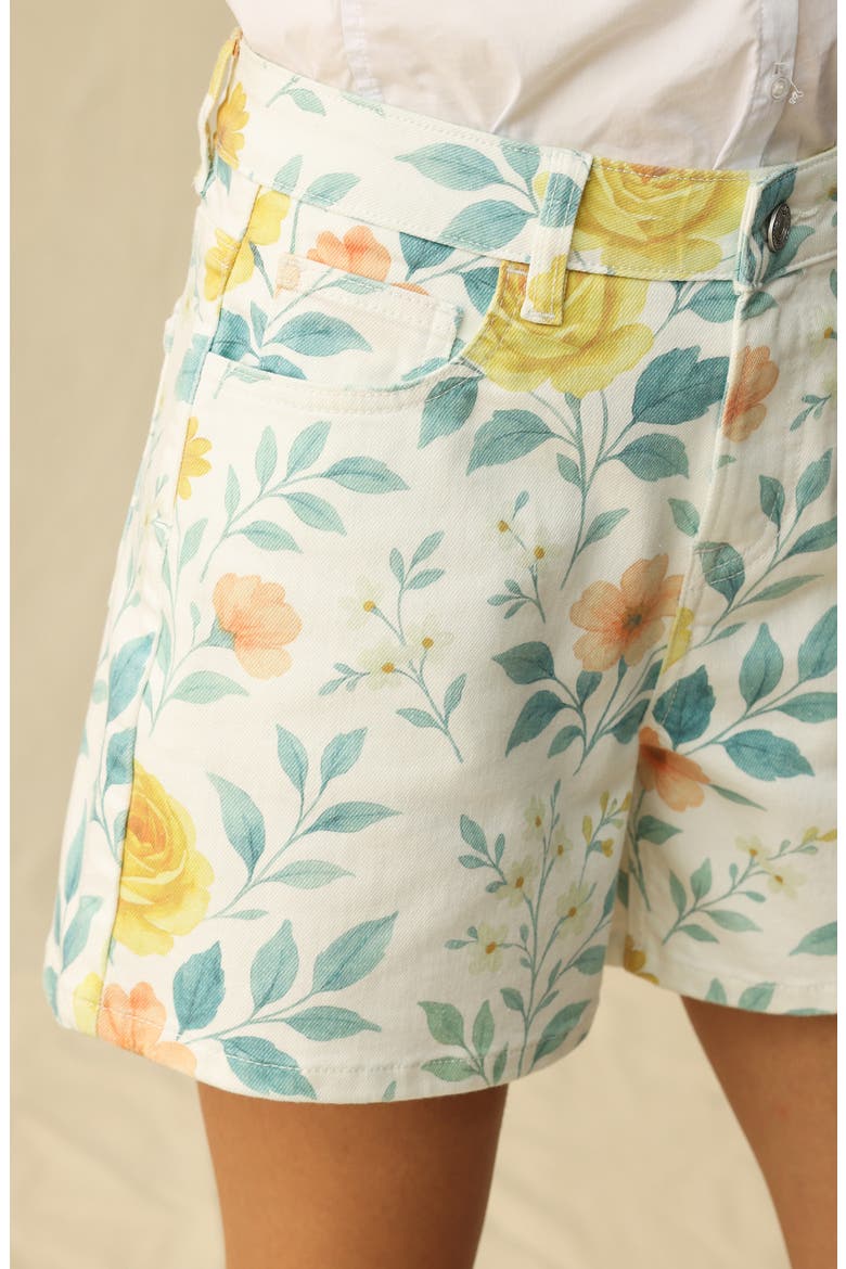 Floral High Waist Denim Shorts, Alternate, color, WATERCOLOR BLOOM