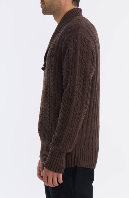 Hunter Shawl Collar Cable Knit Sweater In Brown
