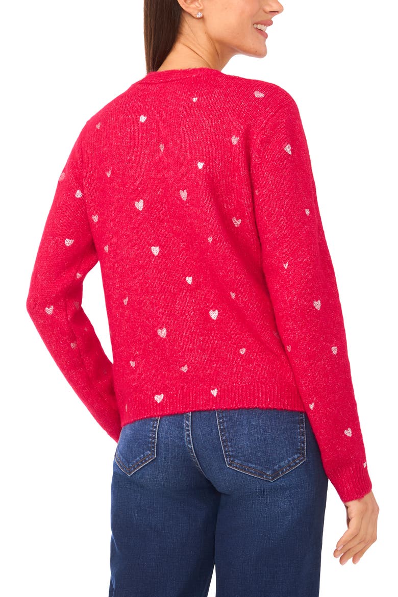 Foil Heart Cardigan, Alternate, color, BRIGHT ROSE