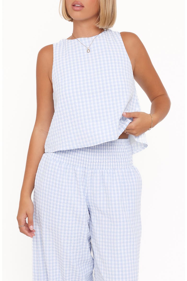 Jillian Gingham Tank & Wide Leg Pants Set, Main, color, BLUE GINGHAM
