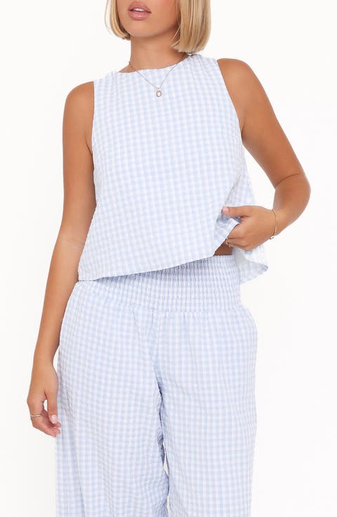 Jillian Gingham Tank & Wide Leg Pants Set