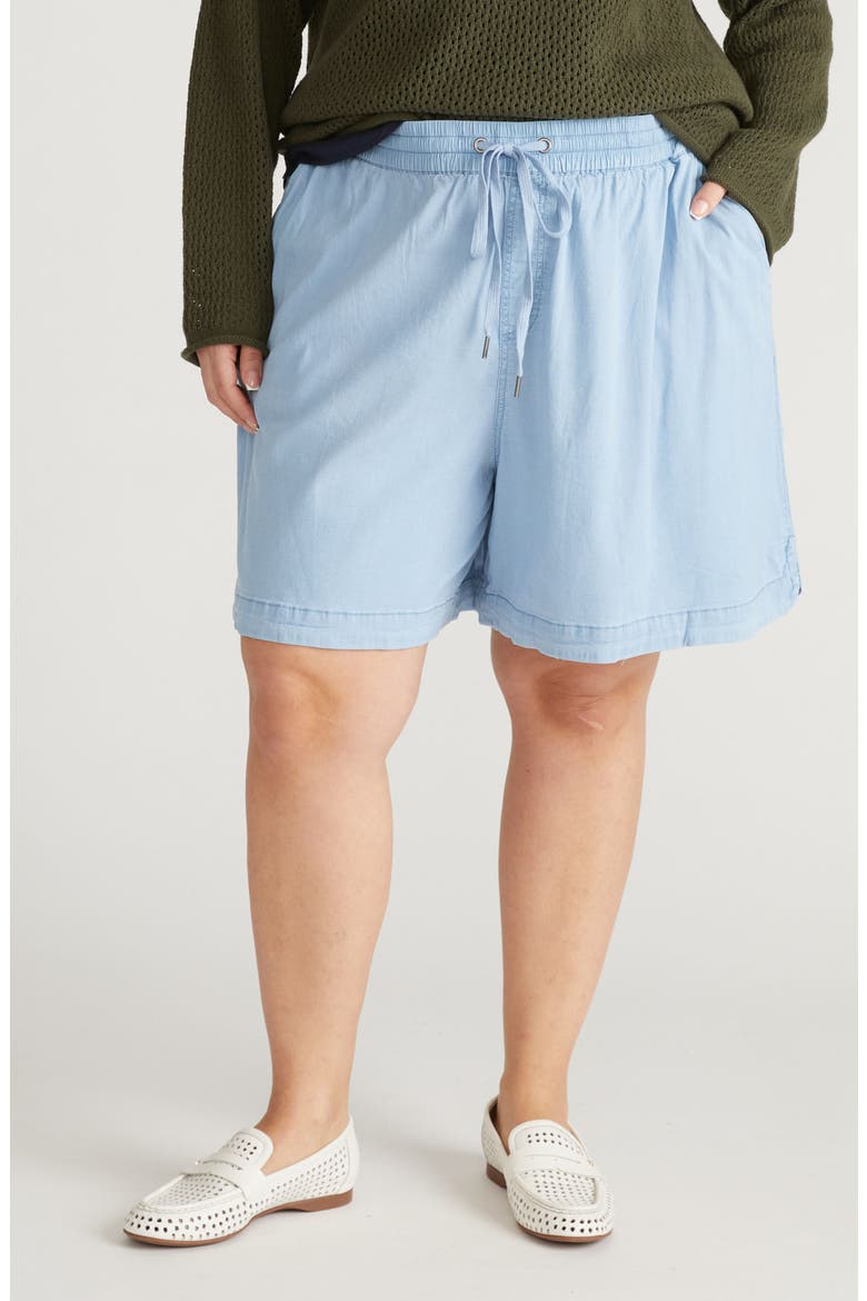 Perfect Stretch Tencel™ Lyocell Chambray Shorts, Main, color, PACIFIC BLUE