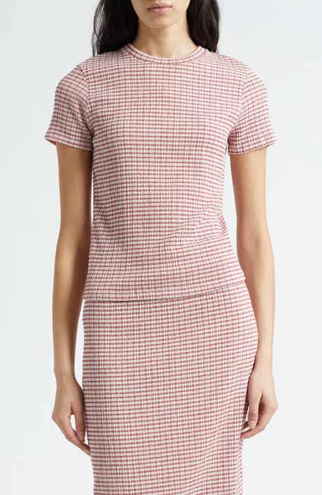 Smocked Gingham T-Shirt