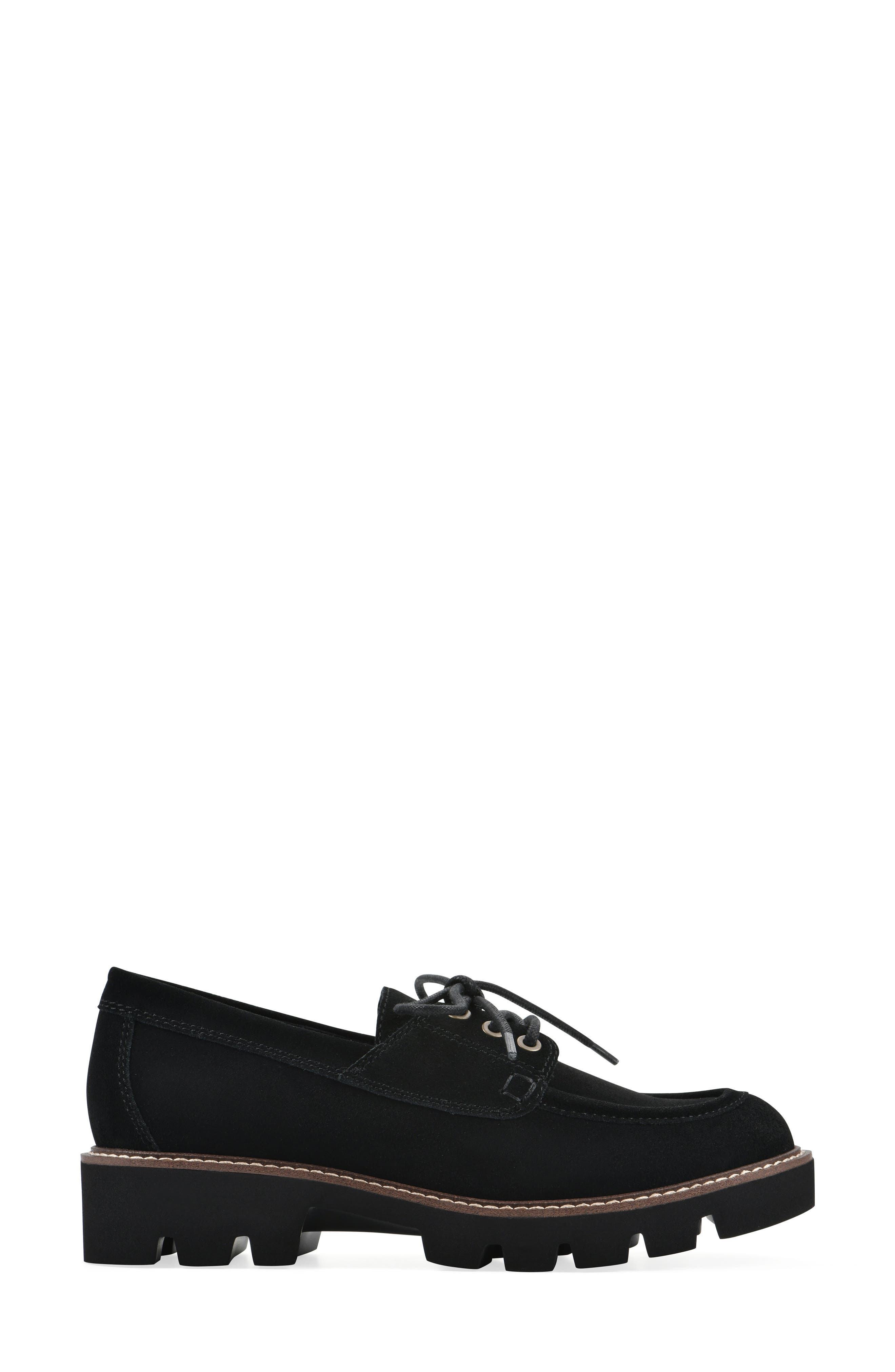 White Mountain Footwear Gino Lug Sole Loafer - Wide Width Available, Alternate, color, Black Suede