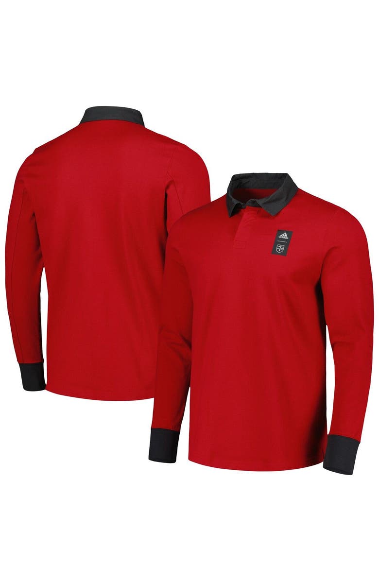 adidas Men's adidas 2023 Player Red Toronto FC Travel Long Sleeve Polo, Main, color,