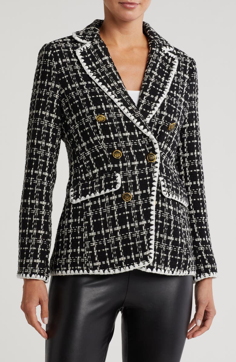 Laundry by Shelli Segal Stitch Trim Tweed Blazer, Main, color,