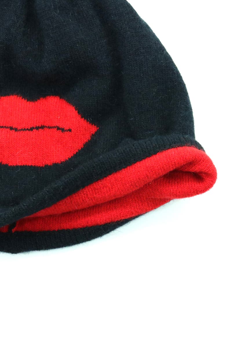 Portolano Kiss Reversible Wool Blend Beanie, Alternate, color, Black/ Cherry Red