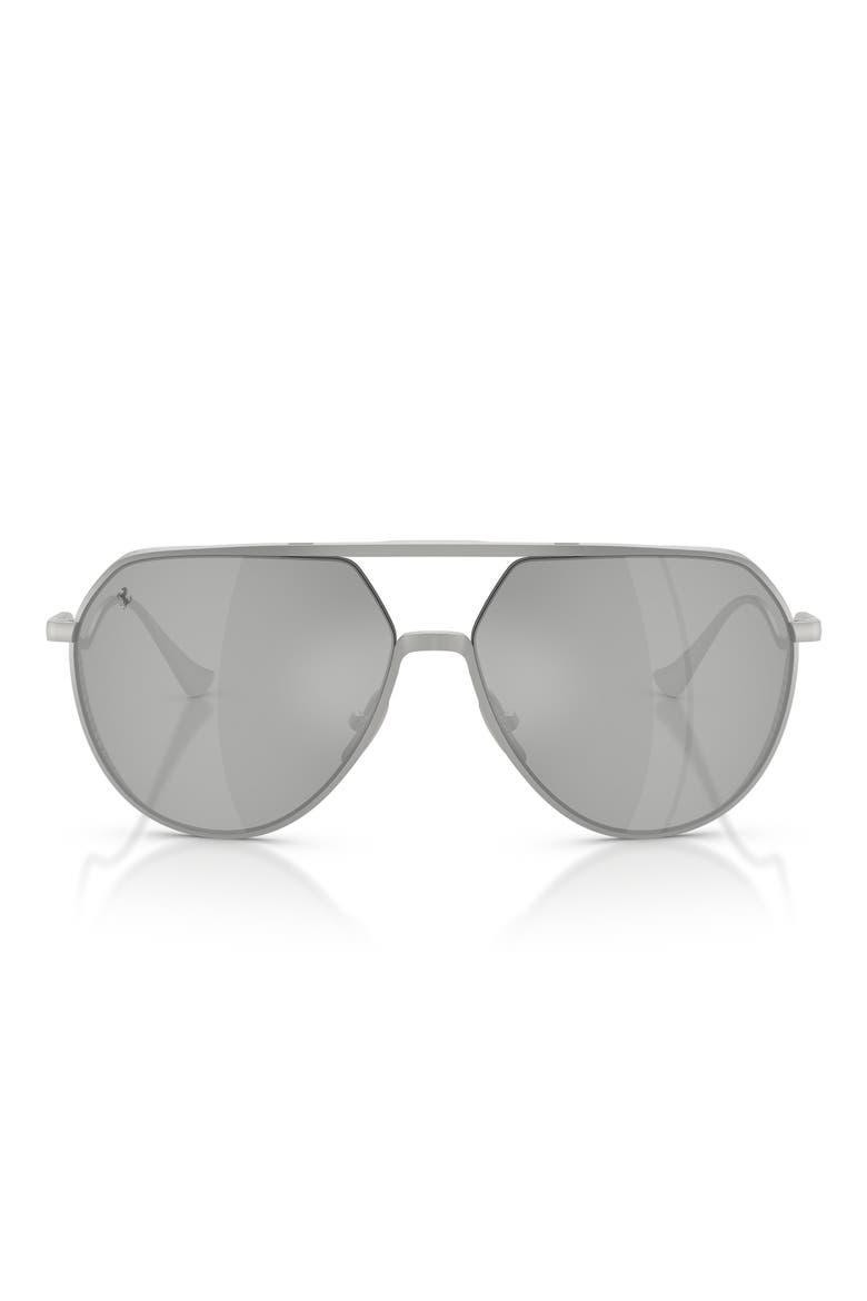59mm Polarized Pilot Sunglasses, Main, color, MATTE SILVER / SILVER MIRROR