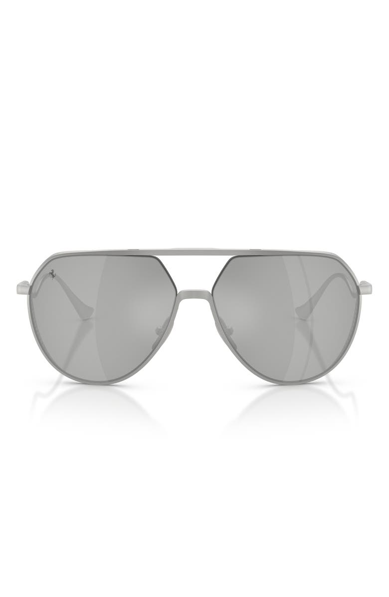 Ferrari 59mm Polarized Pilot Sunglasses, Main, color, Matte Silver / Silver Mirror