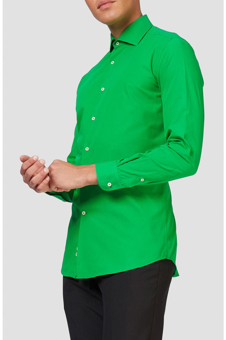Evergreen Modern Tailored Fit Wrinkle Resistant Button-Up Shirt, Alternate, color, GREEN