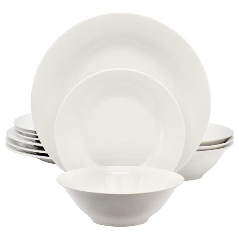 Everyday 12 Piece Round Fine Ceramic Dinnerware Set