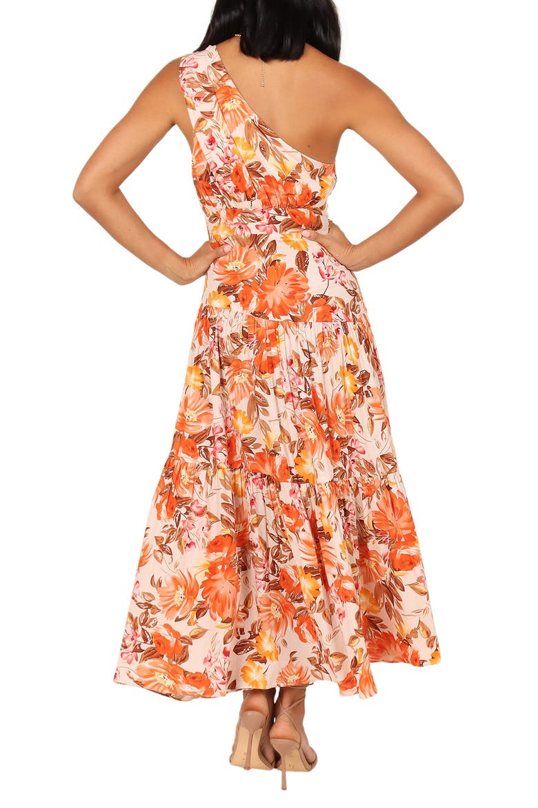 Marietta Floral One-Shoulder Sundress, Alternate, color, ORANGE