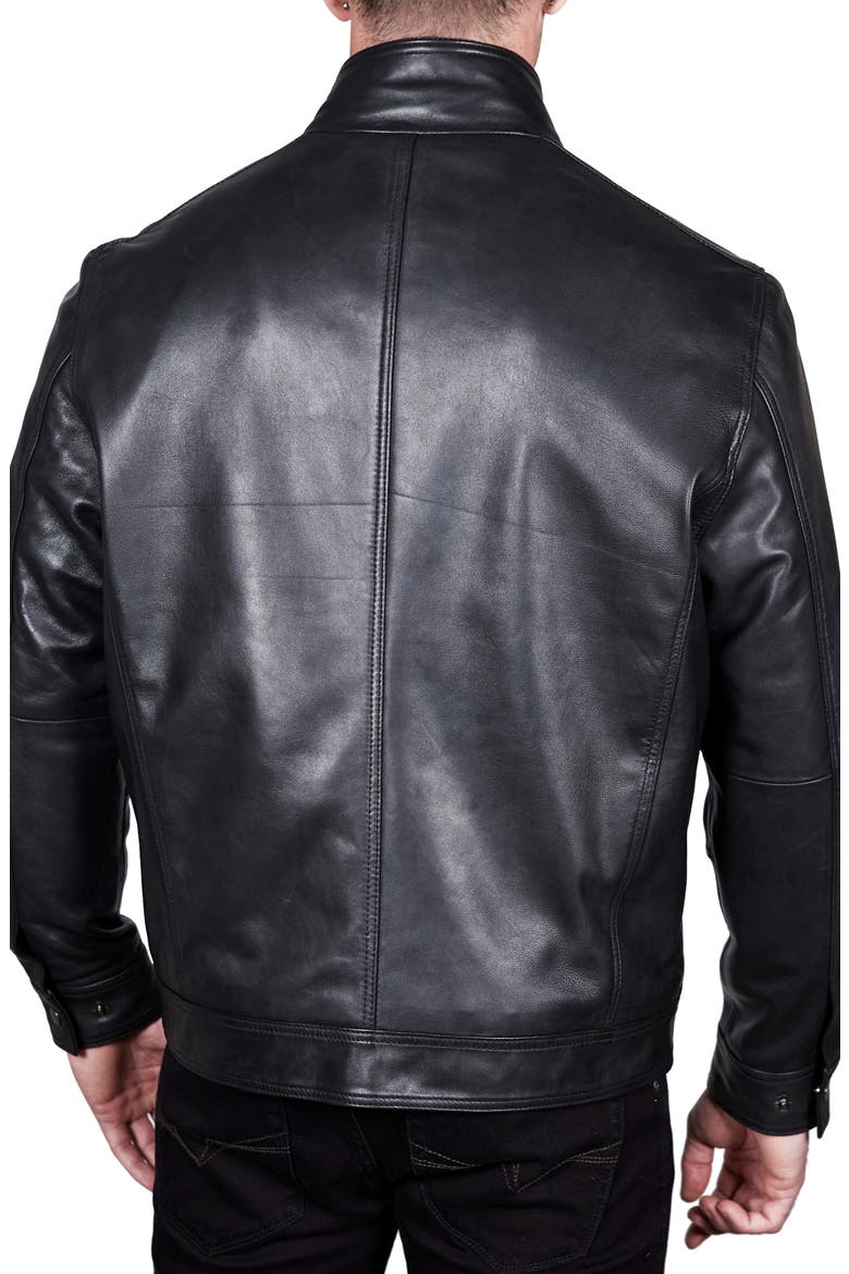 Leather Dickey Jacket, Alternate, color, BLACK/ COGNAC