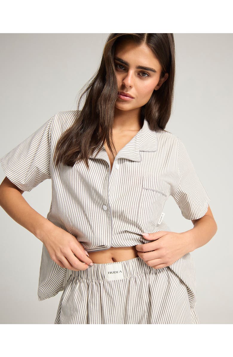 Nudea The Short PJ Set, Main, color, Dove Grey Stripe