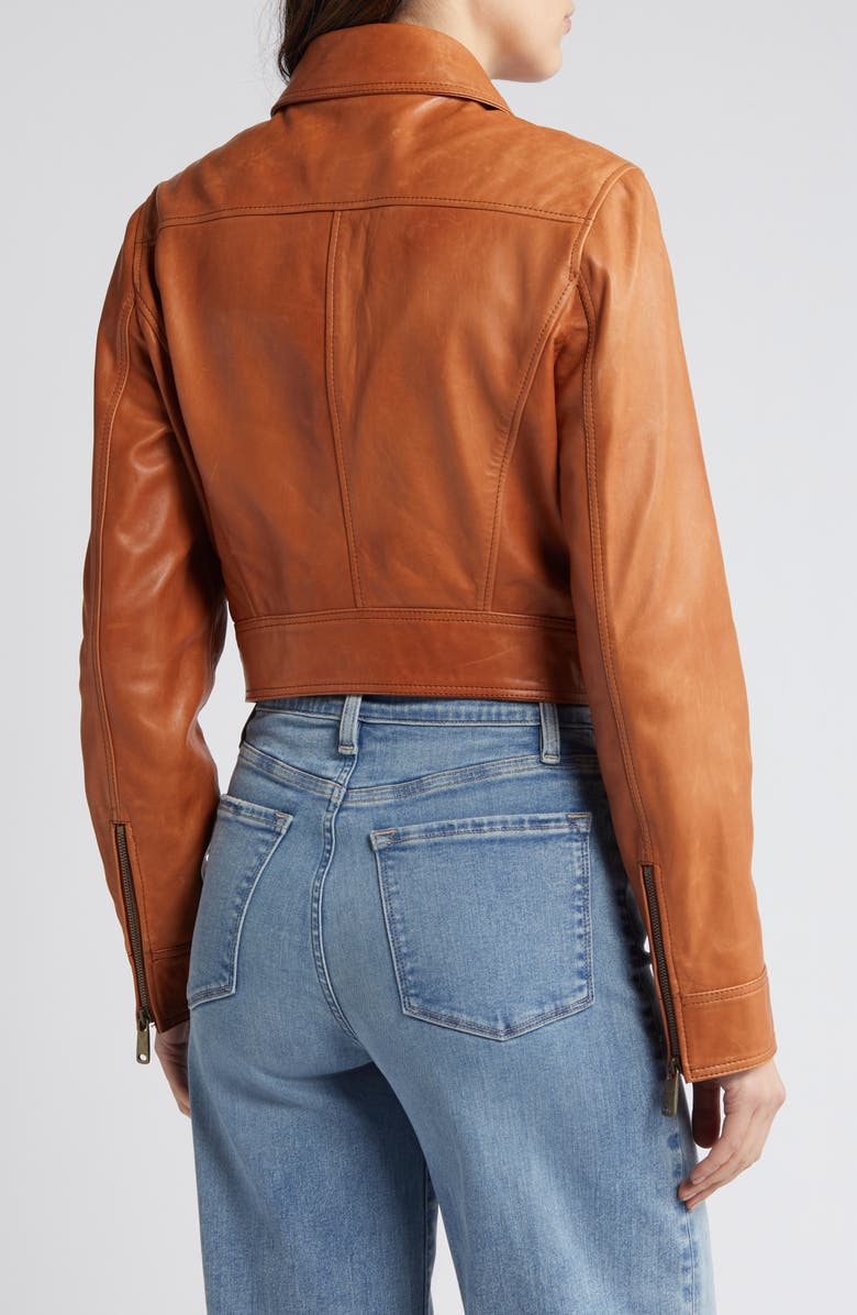 FRAME Crop Leather Moto Jacket, Alternate, color,