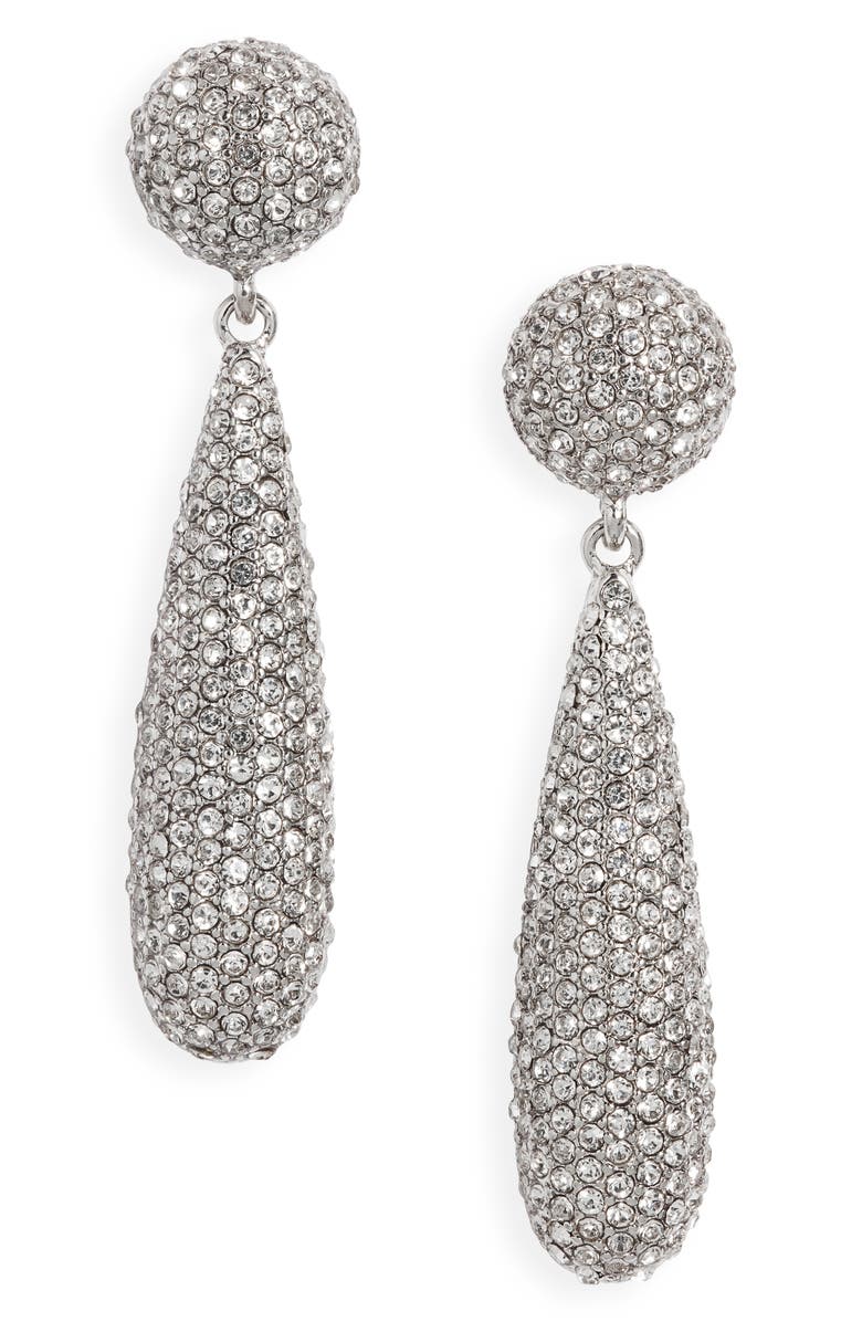 Kenneth Jay Lane Pavé Teardrop Earrings, Main, color, Silver