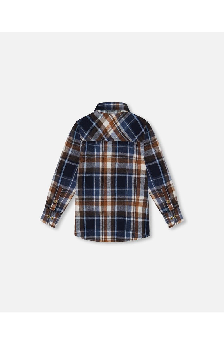 Deux par Deux Boy's Long Sleeve Button Down Shirt Plaid Blue And Hazel, Alternate, color, 