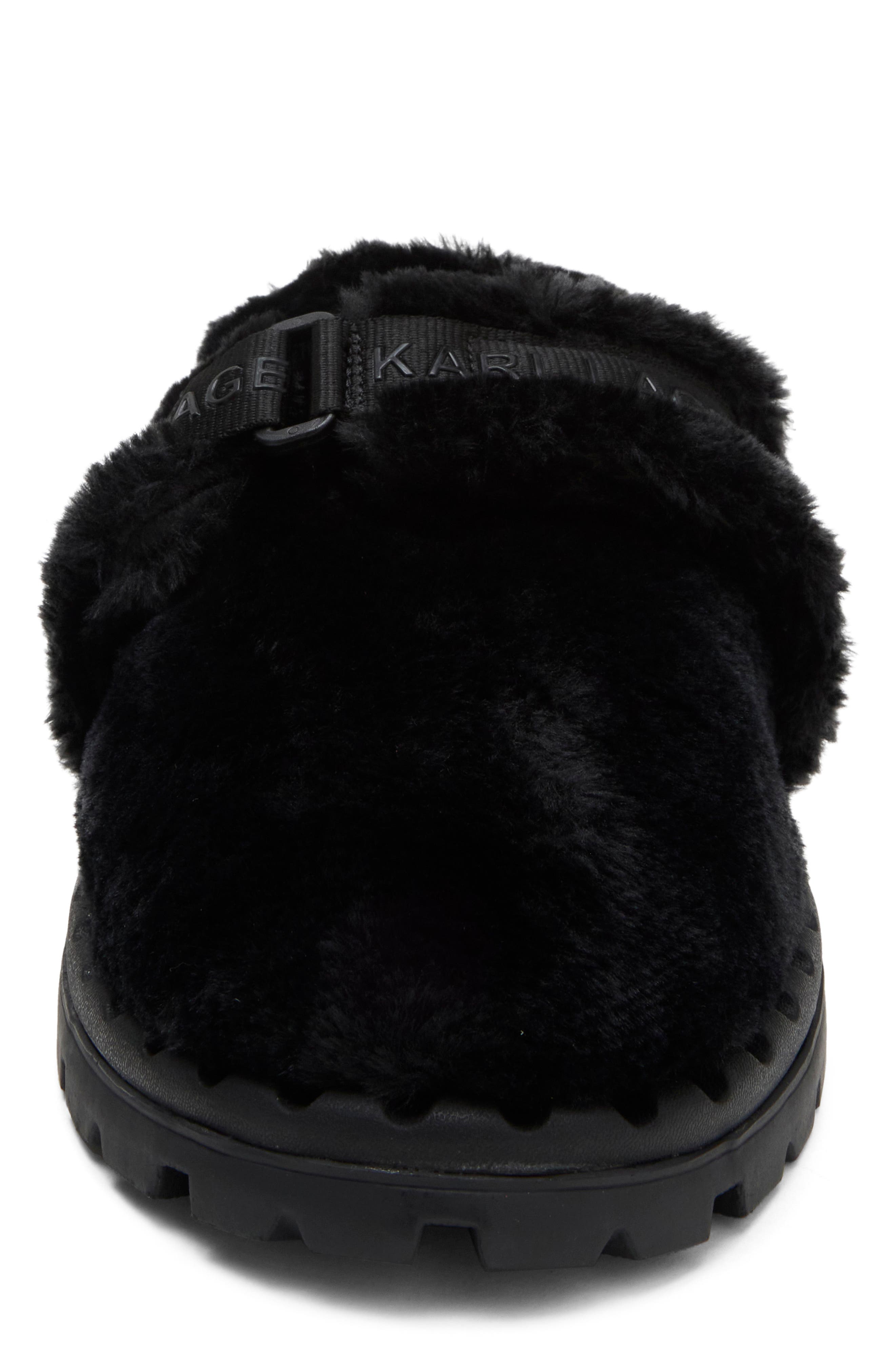 Faux Fur Clog, Alternate, color, BLACK