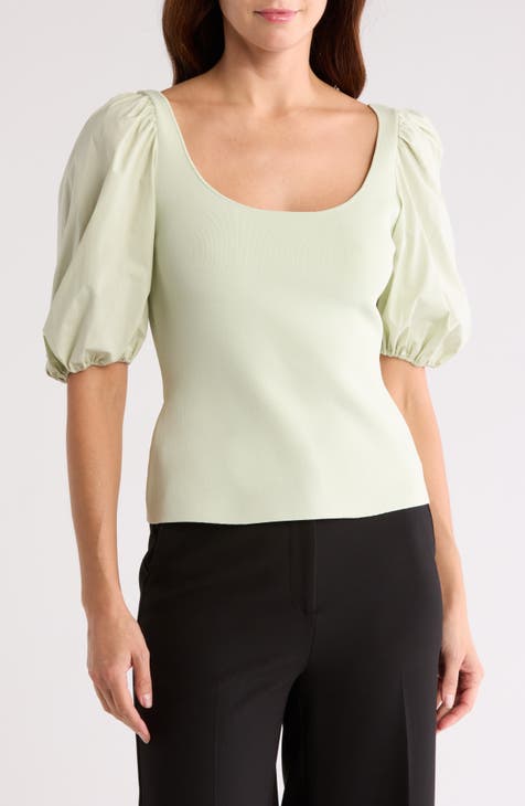 Puff Sleeve Scoop Neck Top