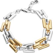 UNODE50 Half Sterling Silver Half 18K Gold Plated Bracelet With Links