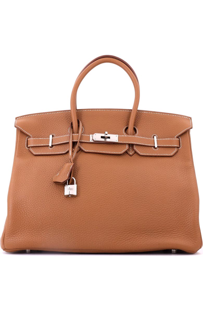 Pre-Owned Hermes Birkin Handbag Brown Togo with Palladium Hardware 35, Main, color, Gold