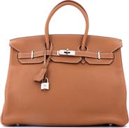 Pre-Owned Hermes Birkin Handbag Brown Togo with Palladium Hardware 35