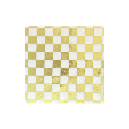 Jollity & Co Checkered Cocktail Napkins In Gold