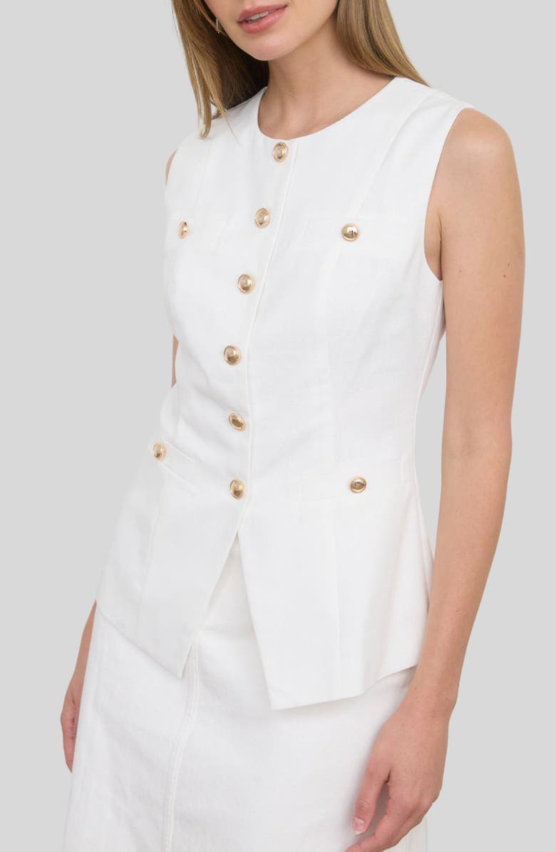 ZOE AND CLAIRE Button Up Vest, Alternate, color, Ivory