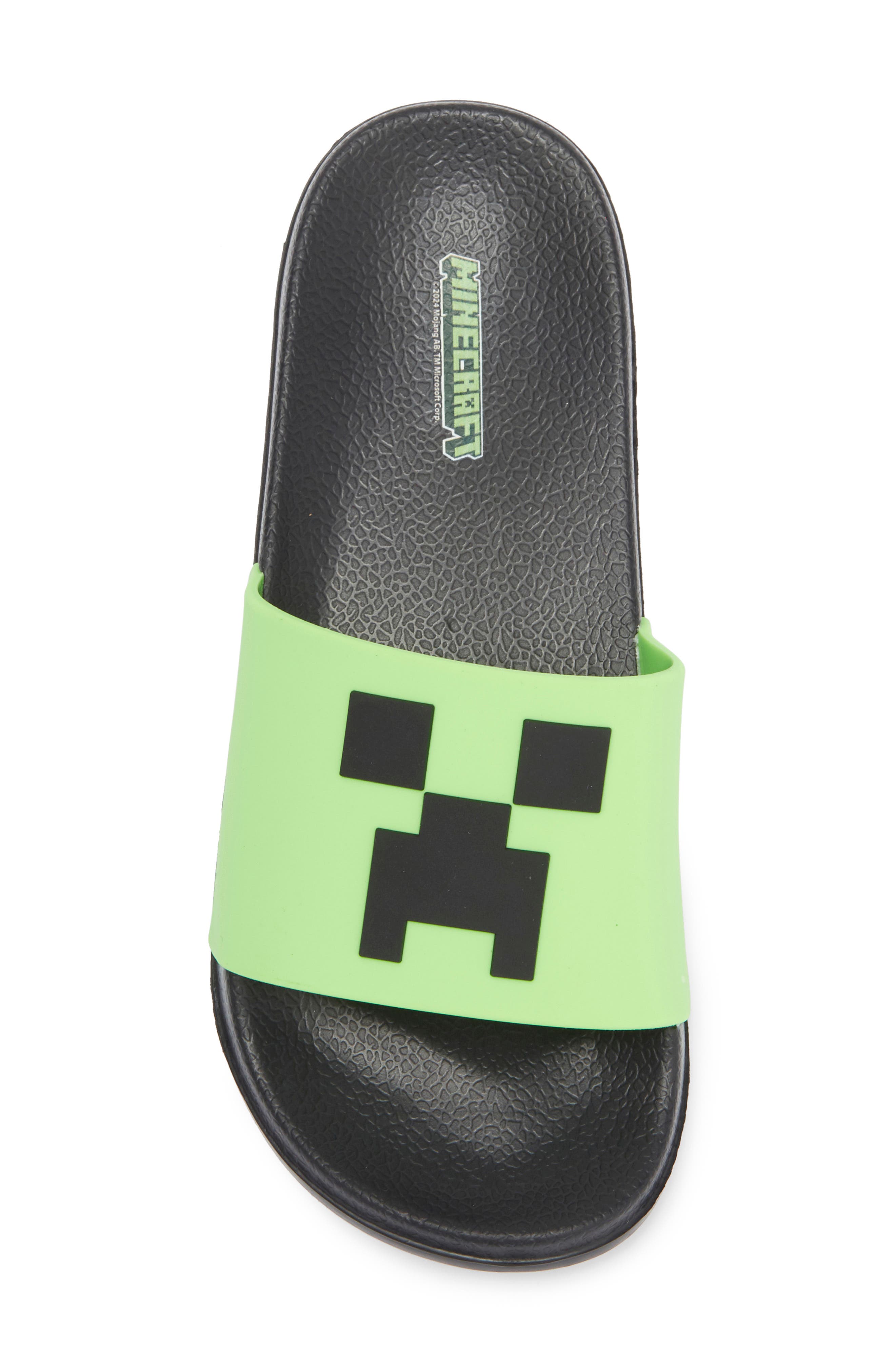 SG Footwear x Minecraft<sup>®</sup> Kids' Creeper Slide Sandal, Alternate, color, Green