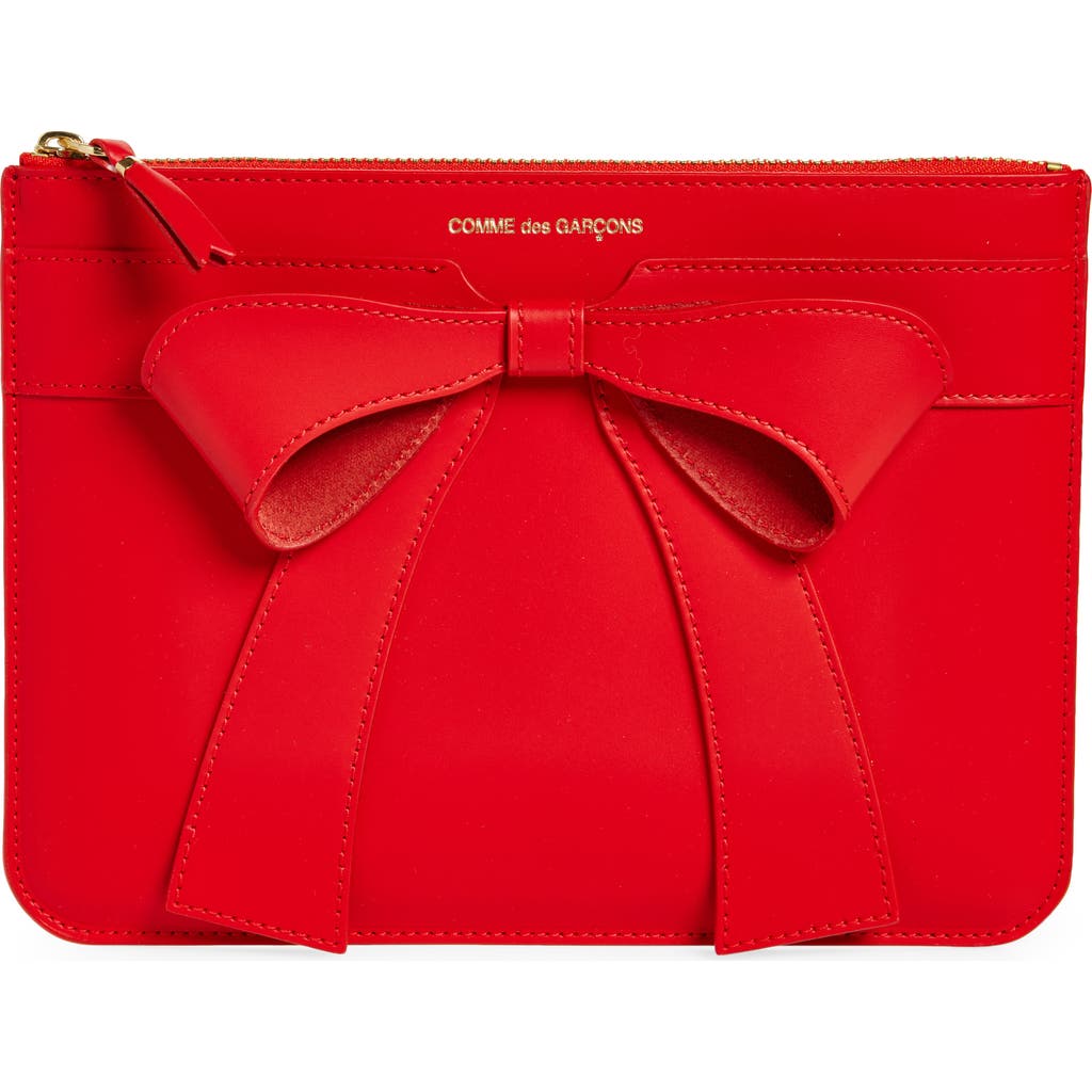 Comme des Garçons Wallets Big Bow Leather Zip Pouch in Red  product
