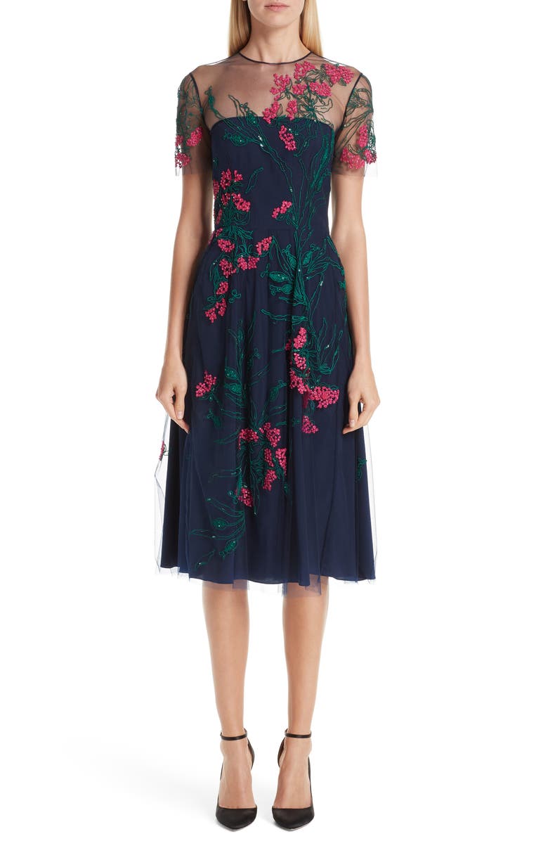 Carolina Herrera Floral Cocktail Dress, Main, color, 