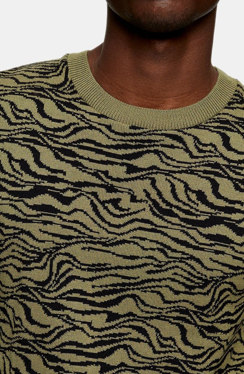 Topman Zebra Crewneck Pullover, Alternate, color,