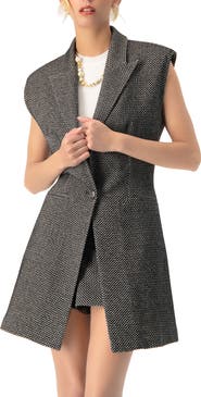IVONNE Long Checkered Vest
